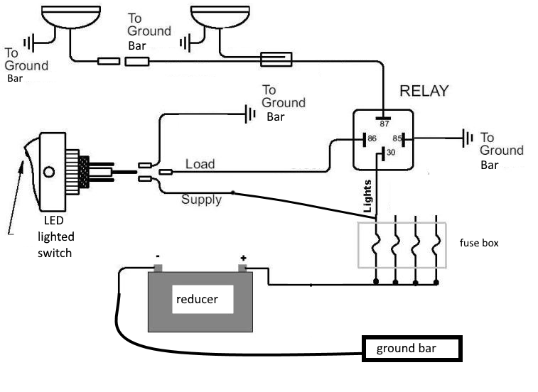 48V reducer wiring with 12V accessory relays